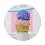 mary coyle ice cream cake cone with strawberry ice cream and cotton candy ice cream